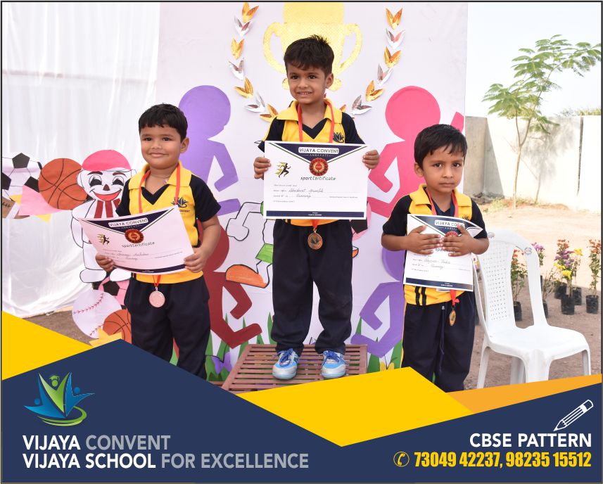children in sports dress students at sports day prize distribution ceremony at cbse school english medium school