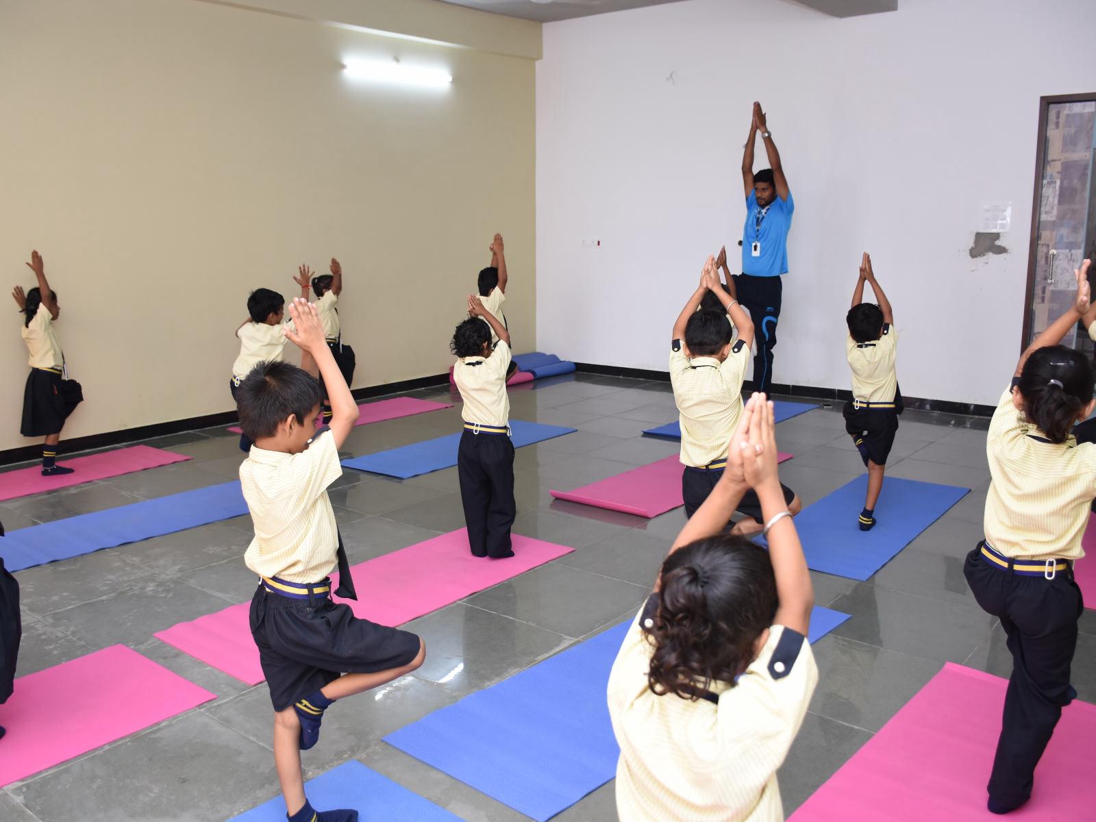 std 1 student doing learning yoga vijaya convent school amravati