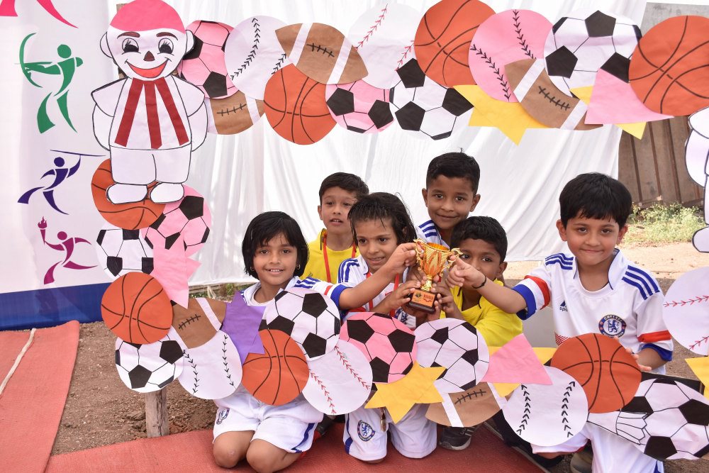 award winning kids football game amravati school vijaya convent