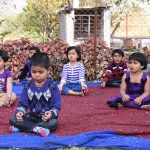vijaya cbse school amravati nursery kids doing meditation at playhouse