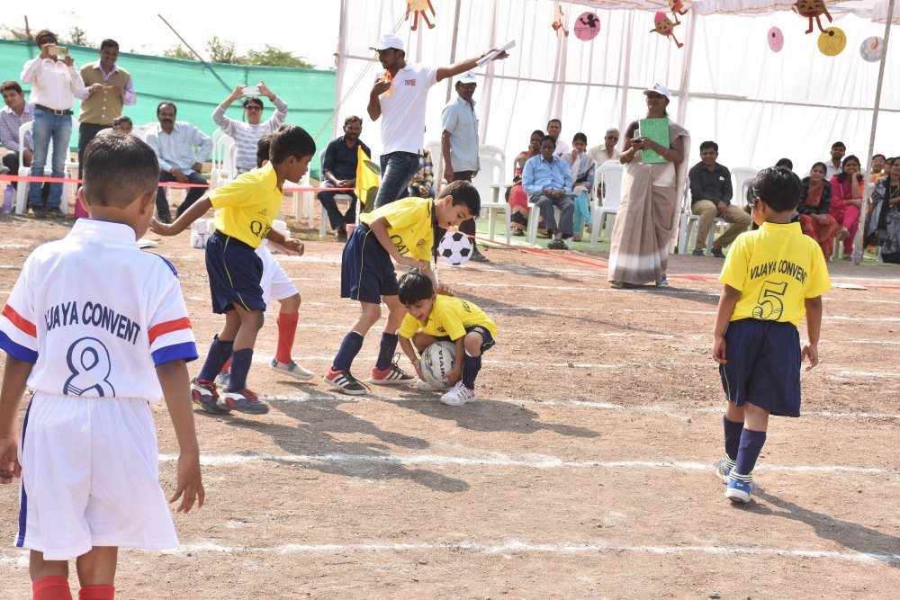 top 5 schools in amravati cbse pattern kids school vijaya convent playing football game sports day